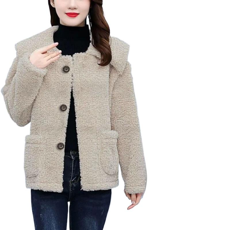 Осенне-зимнее Утолщенное Композитное Пальто Женское Большого Размера Свободного Покроя Зарубежное Короткое Пальто Женский Топ M