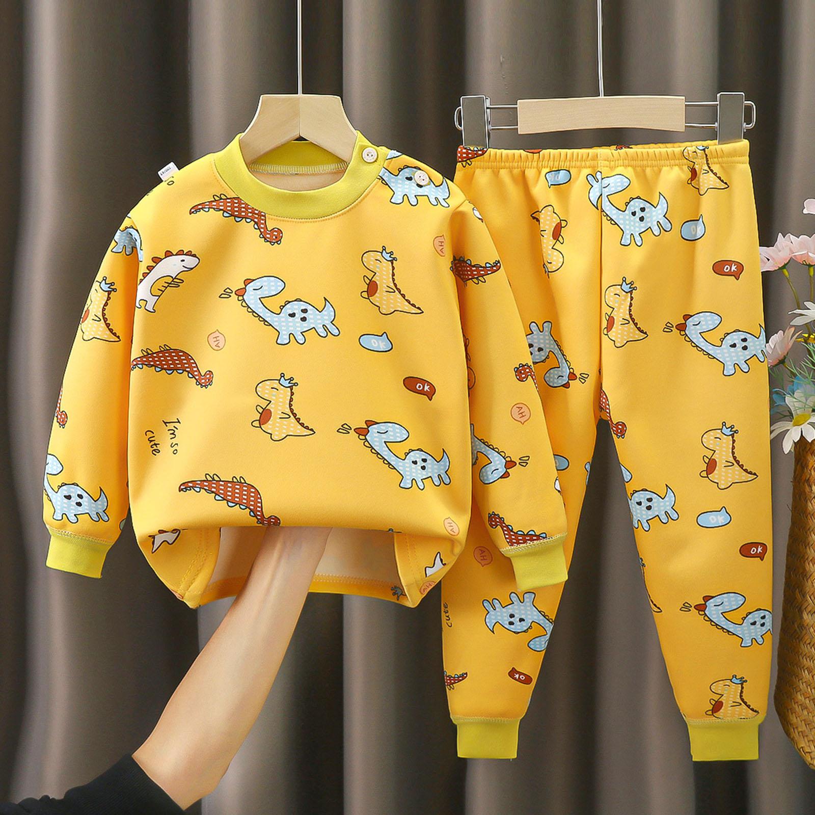 

Children s Fleece-Lined Thermal Underwear Set, Seamless Clothes, Suitable For Medium And Large Children 120 жёлтый