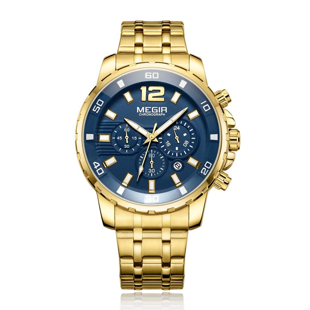 Megir Chronograph Quartz Herreklokke Toppmerke Luksus Army Military Armbåndsur Klokke Herre Relogio Masculino Business Armbåndsur