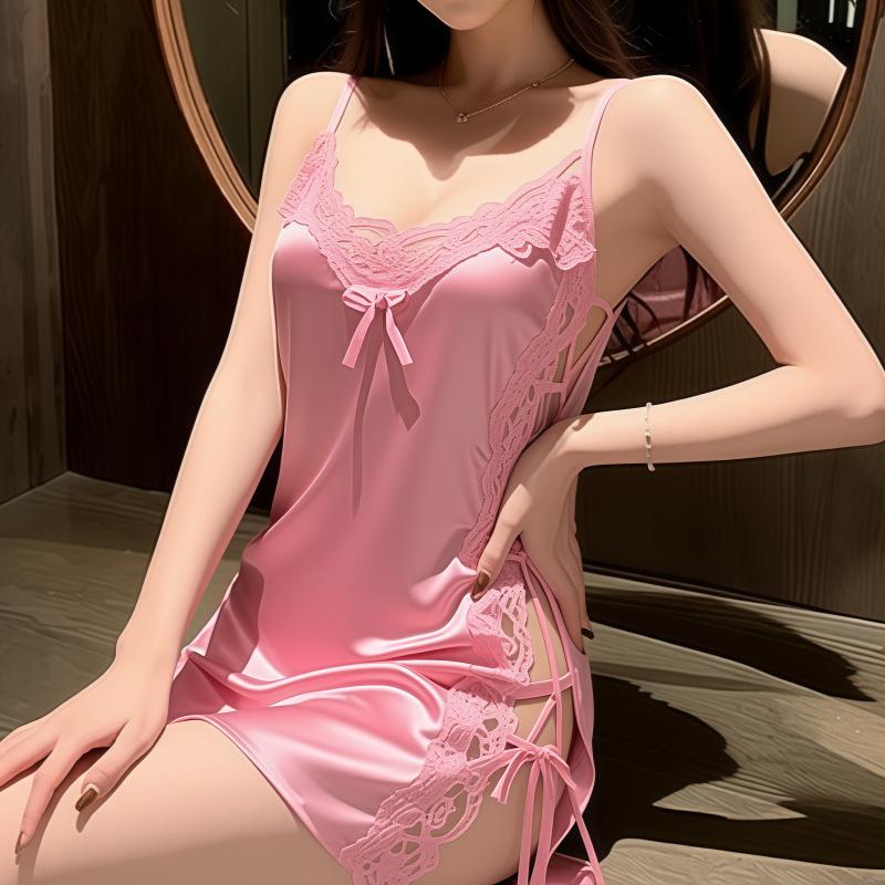 Meiyunjia sexy lingerie new shoulder suspender slit nightdress backless temptation large size loungewear set