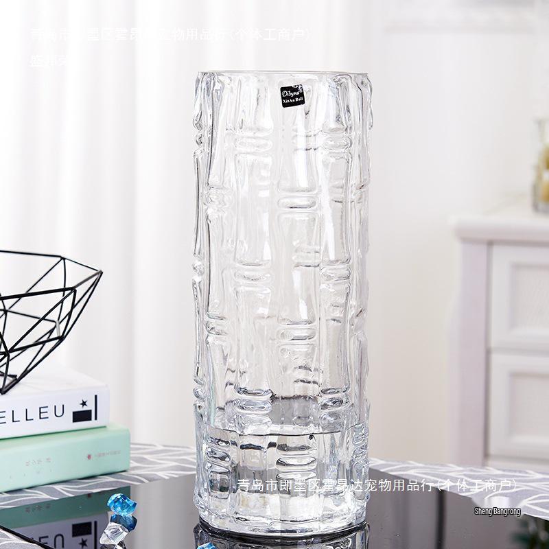 Extra Large Transparent Glass Cylinder Vase for Lucky Bamboo and Flower Arrangements In Living Room