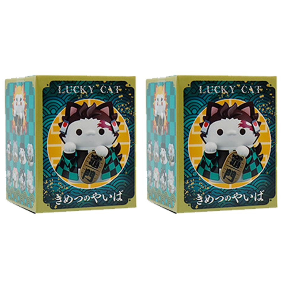 Demon Slayer Figure Toy Anime Kimetsu No Yaiba Q Version Lucky Cat Tanjiro Nezuko Inosuke Zenizu PVC Figurine Model Doll Gifts