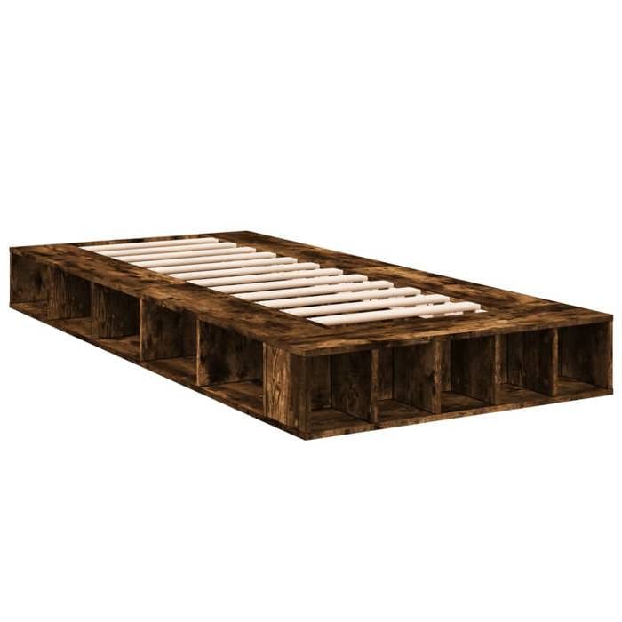 VidaXL Cadre de lit chêne fumé 90x200 cm bois d'ingénierie, lit, lit de rangement, cadre de lit simple, lit simple, meuble 3280521