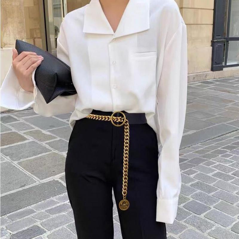 Wide Black Modern Waist Belt For Women With Unique Chain Design For Wear Versatile