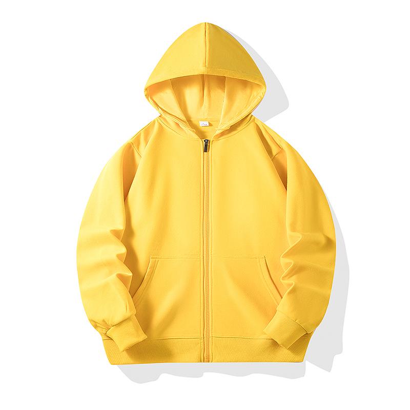 Unisexový kardigan s kapucí a dlouhým rukávem na zip s potiskem loga - Jednobarevný pracovní styl na jaro a podzim