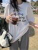 Women's Plus Size Short Sleeve Print T-Shirt - Slimming, Loose Fit, Age-Reducing Summer Top in White.