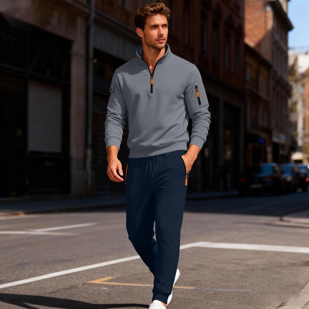 Men's Sweatshirt Suit Men's Solid Color Casual Sports Suit Sweatshirt Suit