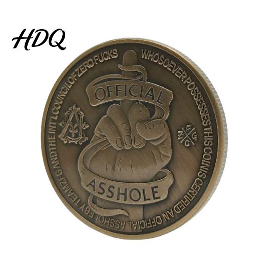One-finger Salute Collection Coin Middle Finger Commemorative Medal Vintage Round Dickhead Award Official Asshole Metal Festival Keepsake Funny
