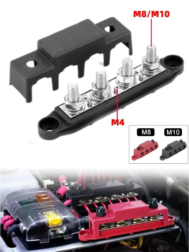 12V 250A Bus Bar Terminal M8 M10 Positive Negative Battery Power Distribution Block With Cover for Boat RV Truck Camper