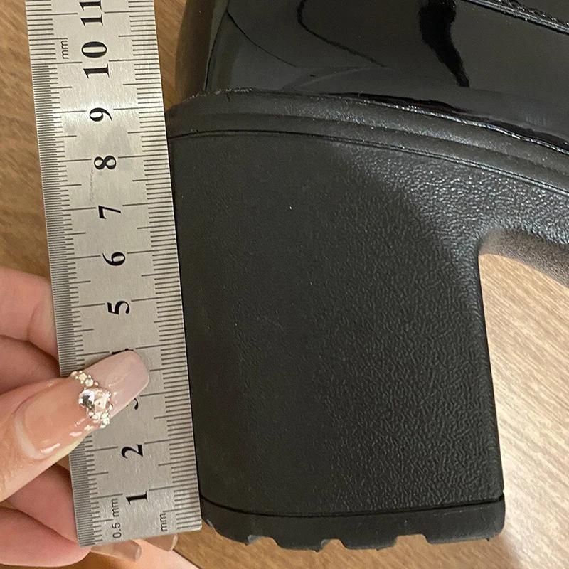 Lucyever Pu Leather Women's Platform Loafers  Gothic Black Chunky High Heels Pumps Woman Preppy Style Jk Uniform Shoes Mujer