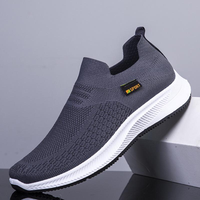 Tênis Masculino de Lona Slip-On Respirável - Tênis Casuais Confortáveis de Malha de Seda de Gelo para Primavera e Outono