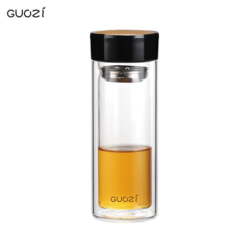 GUOZI Portable Double-Layer Glass Tea Infuser Bottle