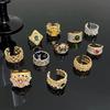Medieval Retro Heavy Industry Inlaid Zir*****Pen Ring Brushed Light Luxury Niche High-End Court Ring Woman