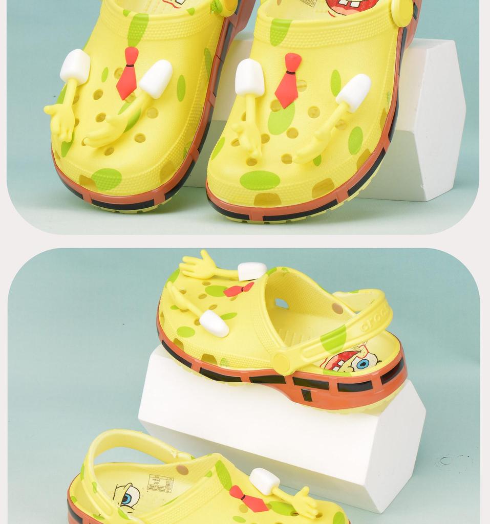 SpongeBob & Patrick Cartoon Crocs for Toddlers - Non-slip, Wear-resistant Beach Sandals