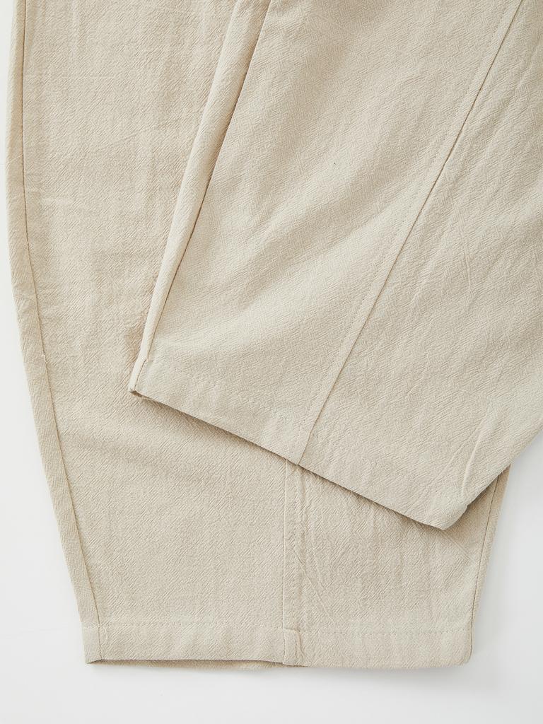 IKALOOK Loose Fit Double-Pleat Pattern Linen Pants Dpt141