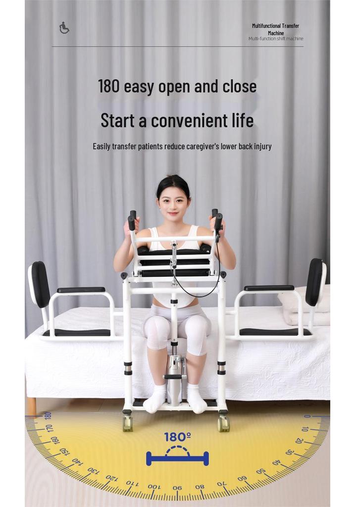 Elderly Mobility Aid: Multifunctional Transfer Machine for Toilet, Dressing, and Transportation