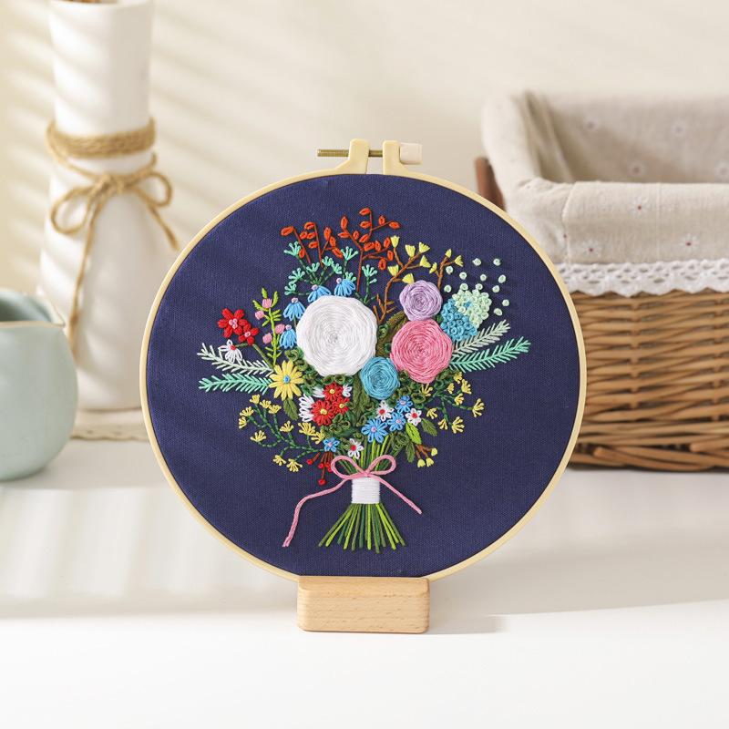 New Diy Handmade Embroidery Material Bag Flower Bouquet Hand Bouquet European Love Lover