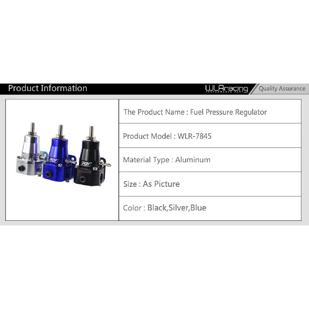 WLR - Universal Black Fuel Pressure Regulator With White Oil Gauge 3 Pieces AN6 Fittings 30-70 PSI WLR7845
