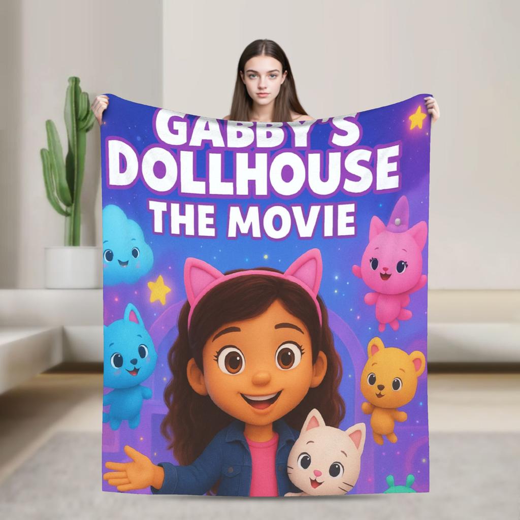 G-Gabby’s Dollhouseds Plush  Warm Soft Blanket  Children Plush Throw Blanket Print Couch Chair Flannel Bedspread Sofa Bed Cover