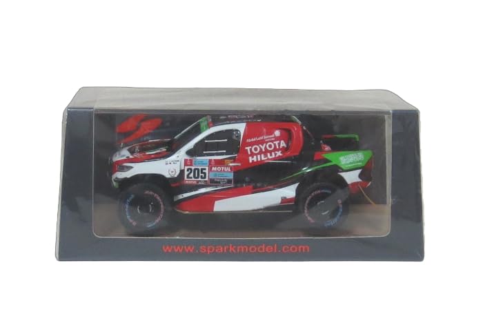 

Spark Scale Toyota Hilux 2022 Dakar Rally 3rd Place Complete Model with Sponsor Logo Display 1/43 #205 Y. Al-Rajhi