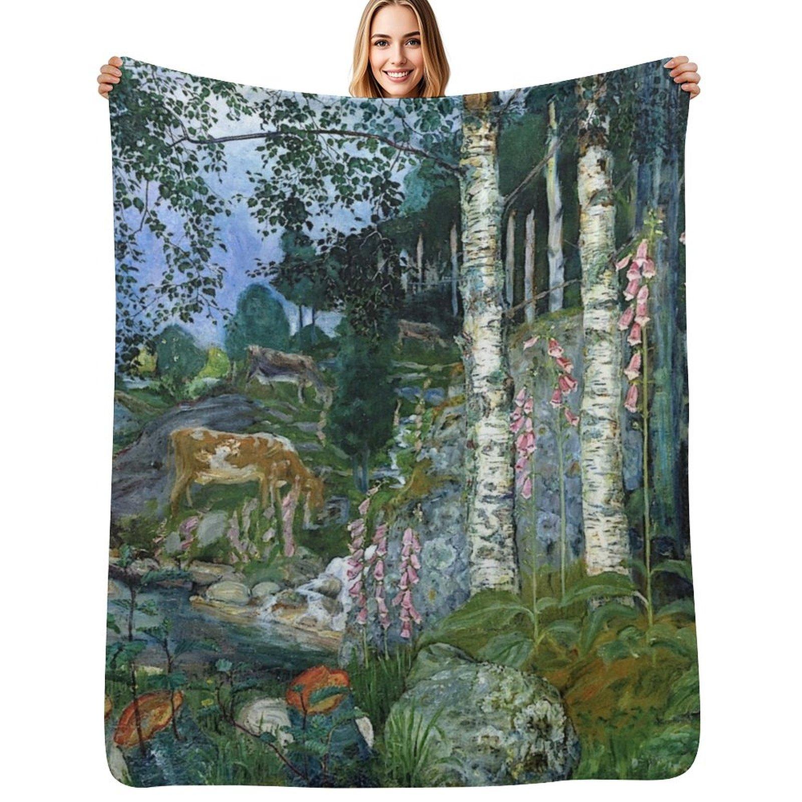 Nikolai Astrup Throw Blanket Breathable Lightweight Blanket for Adults Kids Size: 75*100cm, Weight: 230 GSM