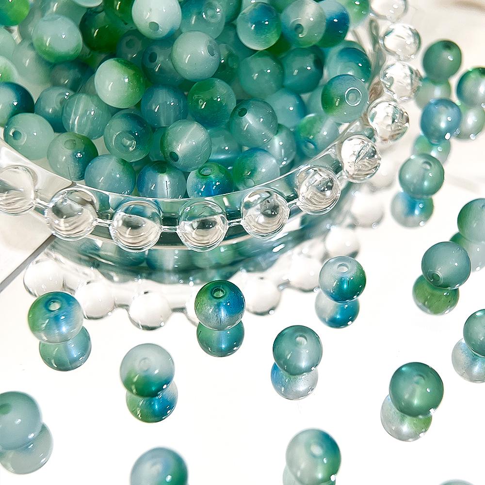 100pcs Glass Gradient Beads Multi Color Round 8mm Loose Spacer Beads for DIY Craft Bracelet Necklace Jewelry Making Findings