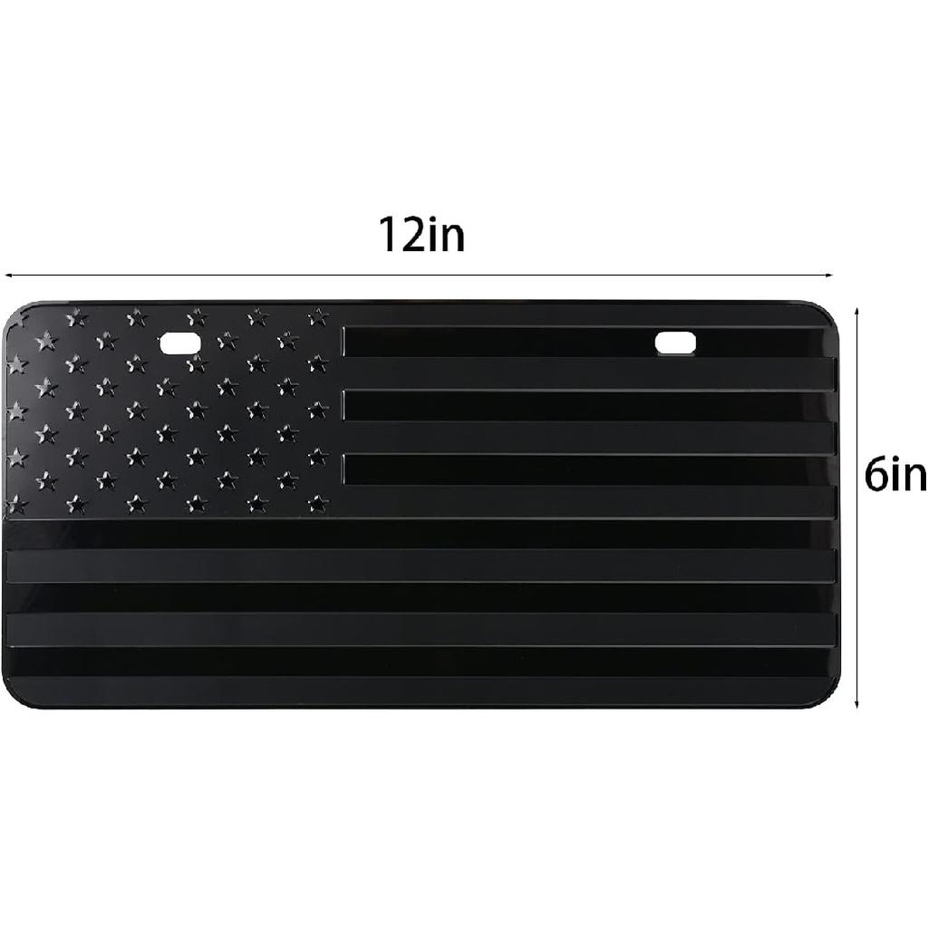 American Front Flag License Plate,  Novelty Vintage Aluminum Metal 3D Pfenk License Plate Tag Vanity Gift Patriotic Embossed License Plates 6 X 12