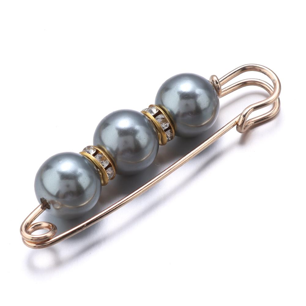 5pcs/Lot Color Imitation Pearl Brooches Rhinestone Pants Fixed Pins for Garment Decoration Waist Clips Brooch Supplies