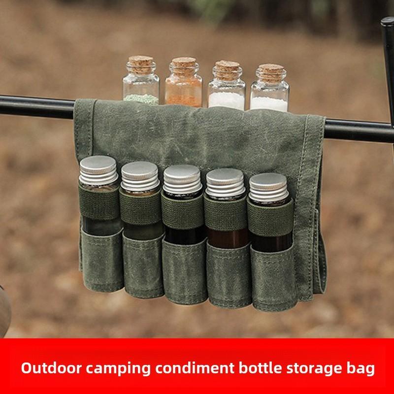 Outdoor Camping Spice Bottle Storage Bag With Portable Travel Design For Barbecue Enthusiasts