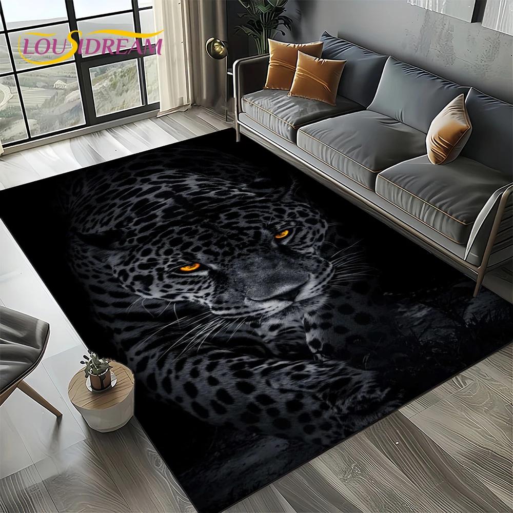 Wilder Tiger Löwe Leopard Biest Tier Wildtier Cartoon Teppich Teppich für Wohnzimmer Schlafzimmer Sofa Dekoration, Rutschfeste Bodenmatte