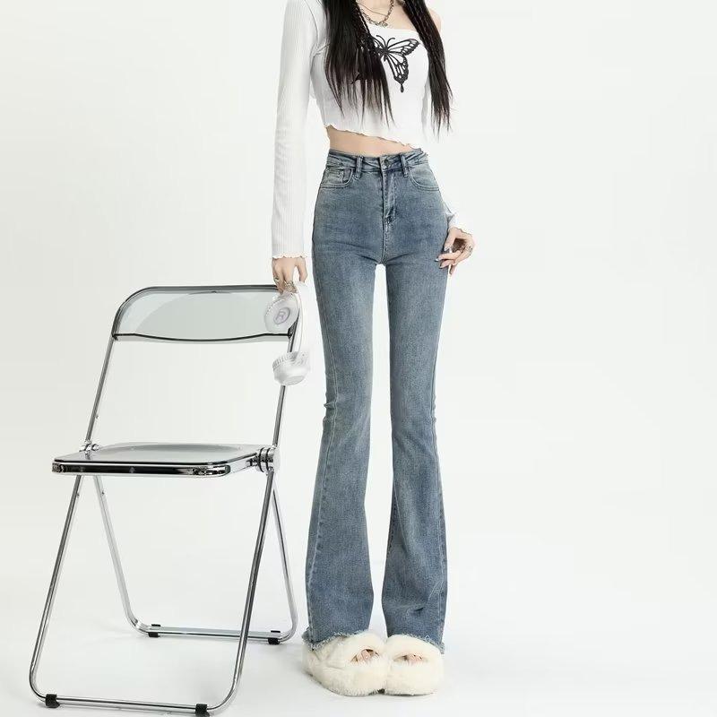 

Брюки микроклеш с высокой талией в японском стиле - Женские модные простые джинсы для весны/осени M светло-синий