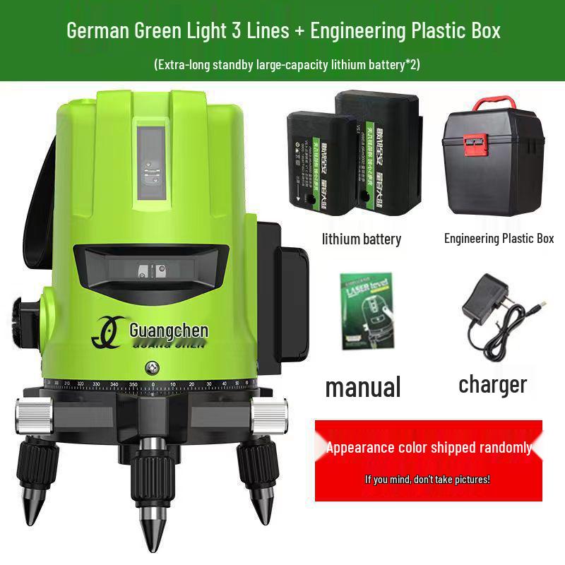 High Precision Auto-Leveling Laser Level - Green/Blue Light with 2, 3, or 5 Lines for Outdoor Use