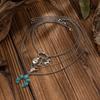PuRui Classic 3-teiliges/Set Kupferfarbenes Metall Verstellbare Halskette Damen Blauer Stein Pferde Schafskopf Anhänger Schlüsselbeinkette Zirkon
