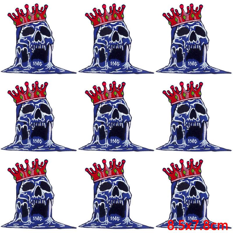 10Pcs/Lot Skull Punk Patches For Clothing Hip Hop Iron On Patches For Clothes Patch Thermoadhesive Embroidery Fusible Patch DIY