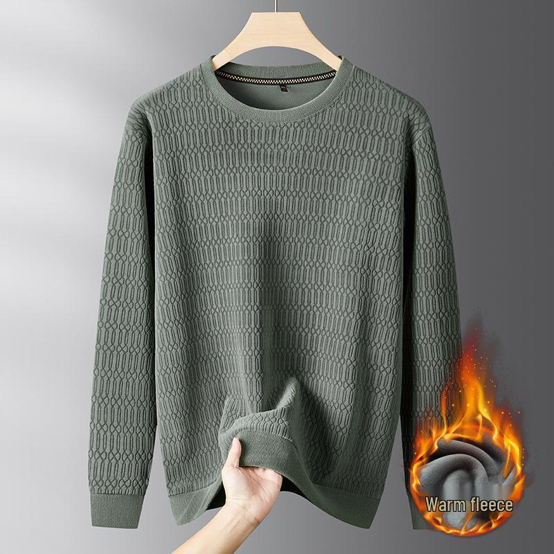 2025 Men's Round Neck Fleece-Knit Loose Fit Long Sleeve Winter Base Layer