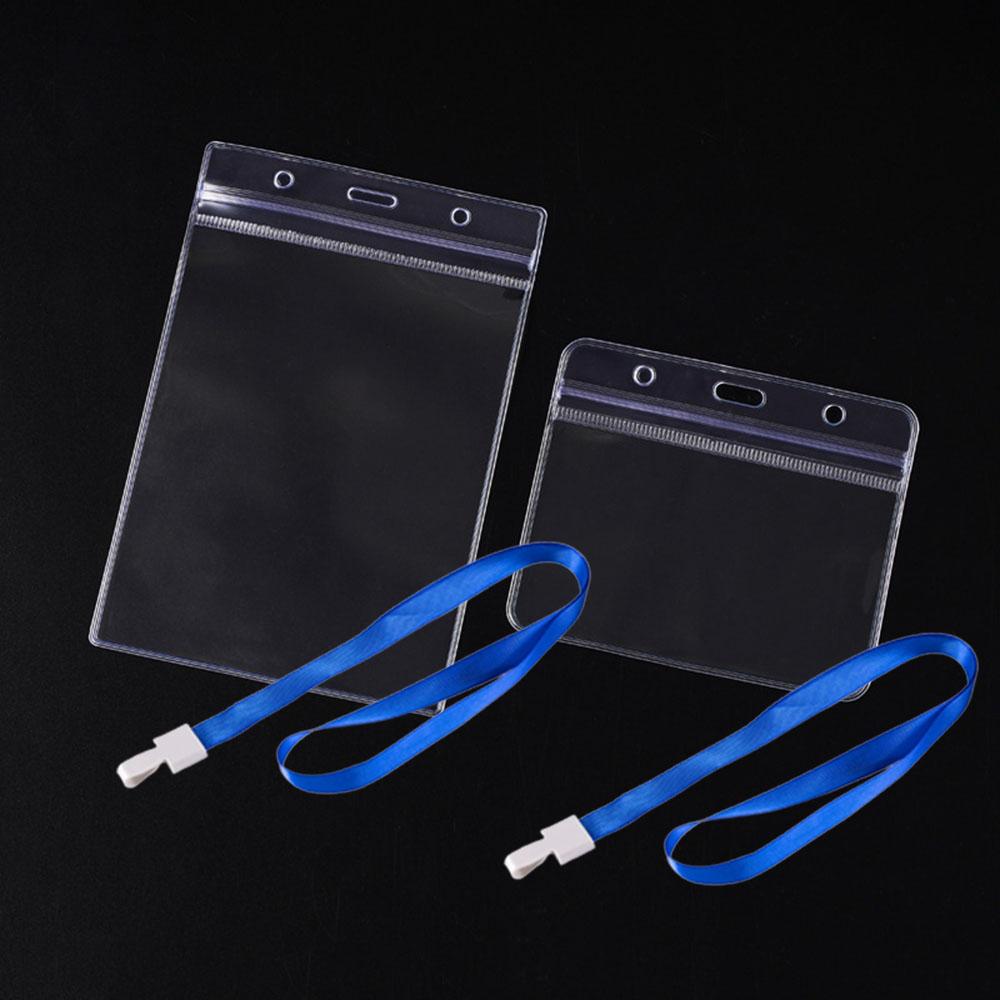 Credential Holder with Lanyard Waterproof Transparent Large Pocket 5pcs/set