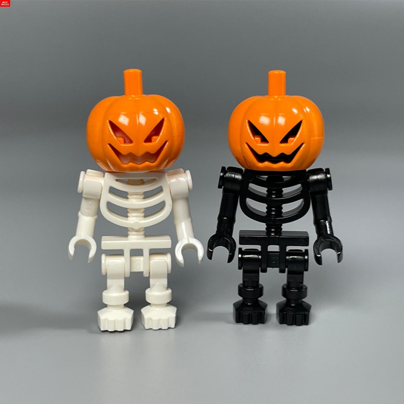 

DIY Build Bricks DIY Black white pumpkin skeleton skull Assembly Process action figure Educational Tool Assembling blocks kids toys gifts