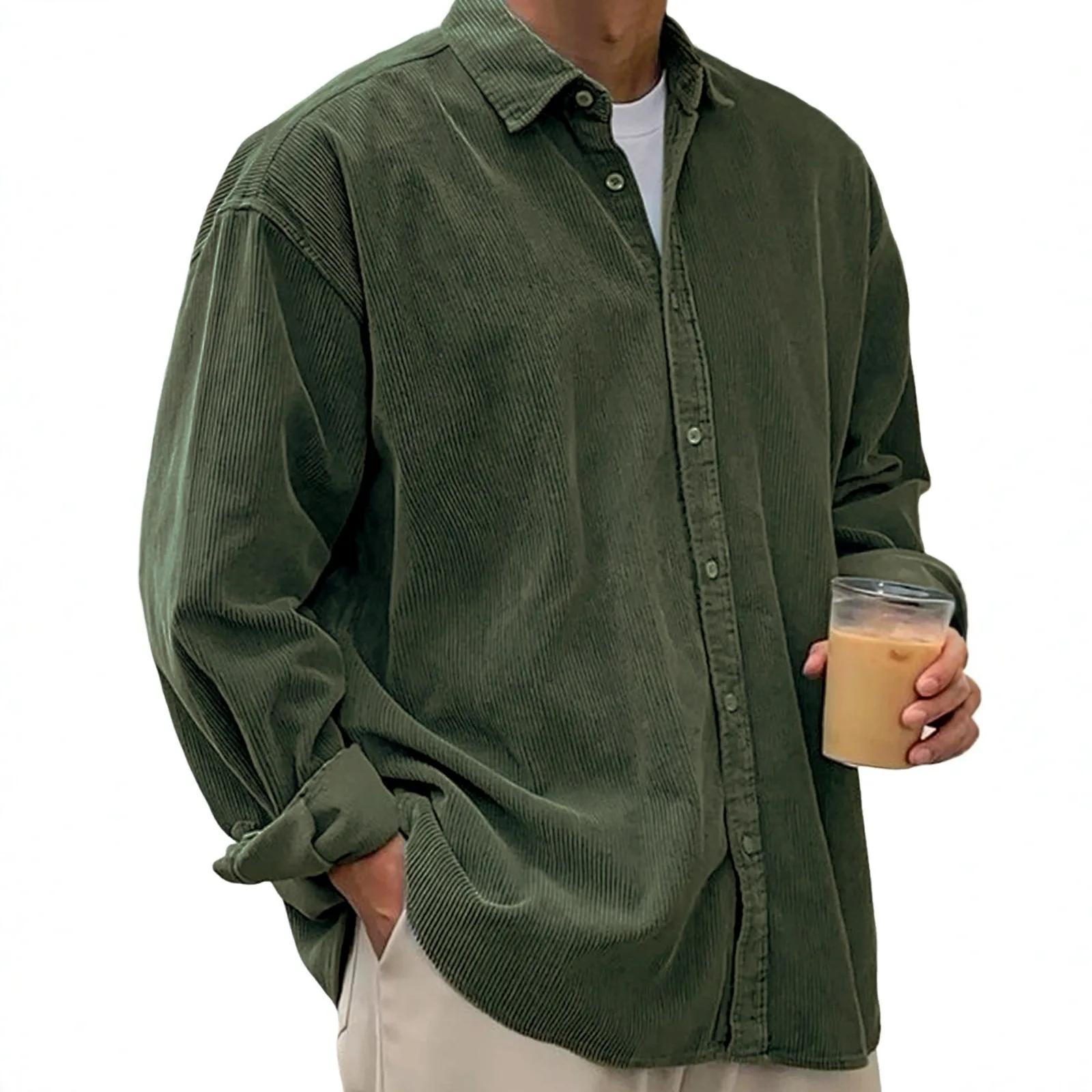 

Мужская осенне-зимняя вельветовая рубашка, рабочая одежда, стильная, мешковатая, дизайнерская одежда, винтажная мода, роскошная, карго, с длинными рукавами, верхняя одежда 2XL армия зеленый