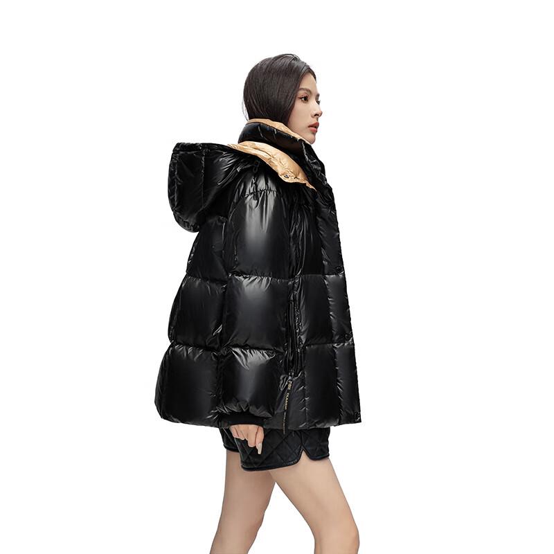 YAYA Women's 2024 Autumn/Winter Mid-Length Hooded Down Jacket