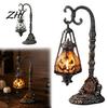Halloween Pumpkin Lamp Gothic Stand Lantern with Warm Light, Decorative Resin Desktop Atmosphere Night Light Lamp, Healing for Home And Holiday Decor
