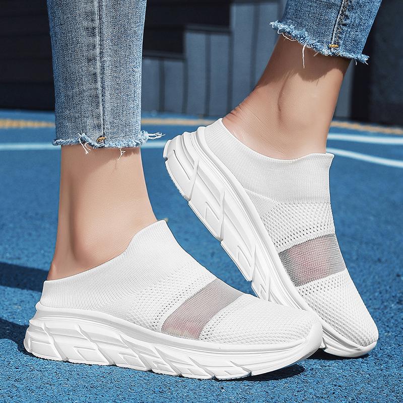 Women's Sandals Backless Walking Sneakers Summer Couple Slip On Mule Socks Shoes Closed Toe Slippers Men Clogs Over Sized