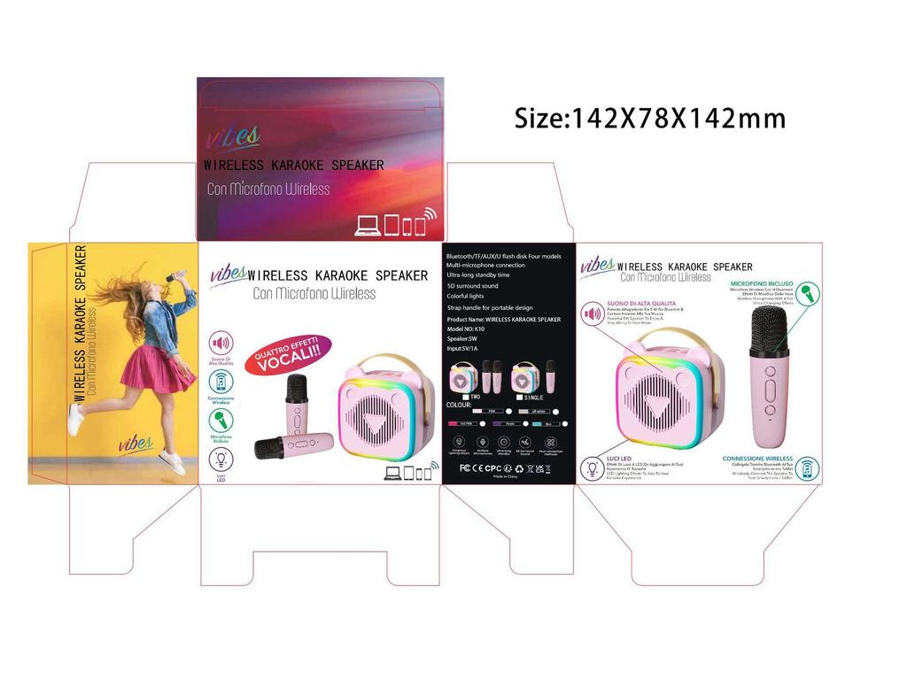 K10 All-in-One Bluetooth Karaoke-Lautsprecher & Mikrofon - Perfektes Gesangsgeschenk für Kinder (K12-Version)