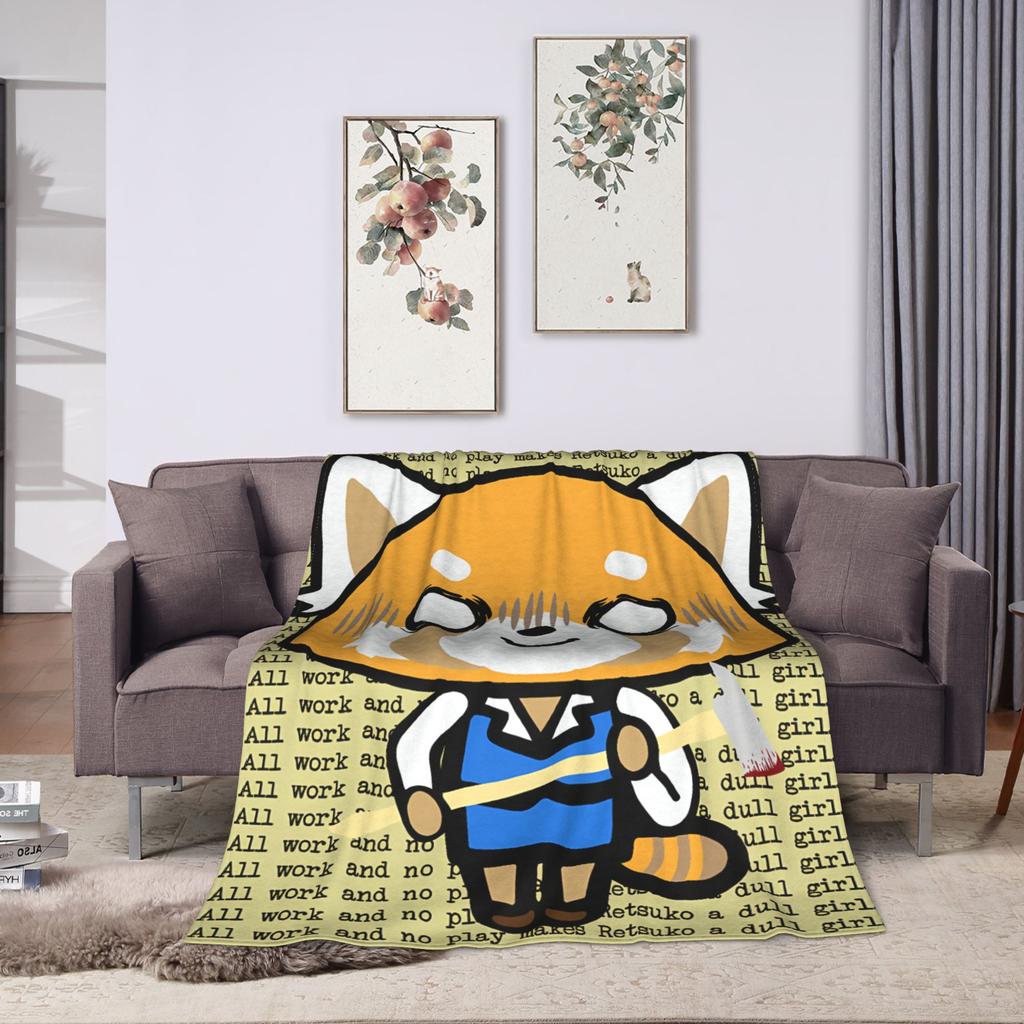 Aggretsuko Warm Soft Blanket  Students Plush Throw Blanket Novelty Living Room Flannel Bedspread Sofa Bed Cover