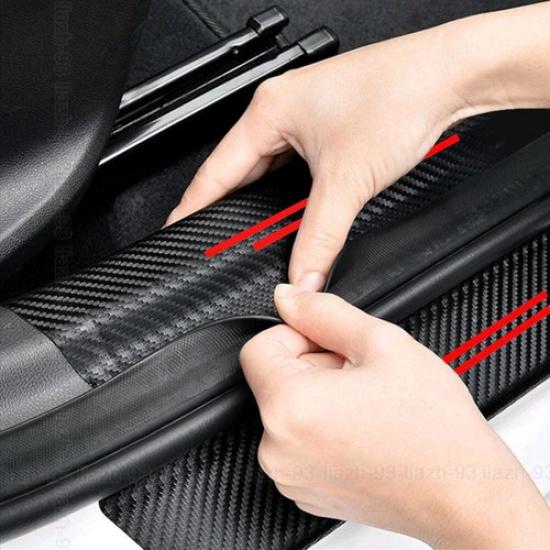 Car Door Plate Sill Scuff Cover Anti-Scratch Strip Black&Red Sticker Protector