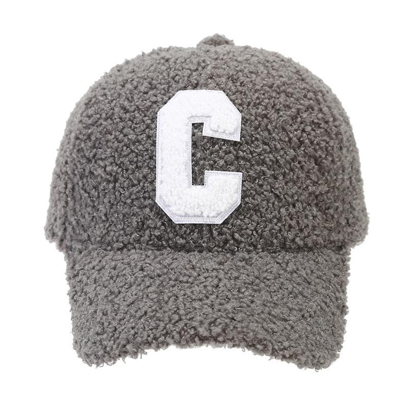 

New Autumn and Winter Lamb Velvet Baseball Cap for Women Thickened and Warm Peaked Cap for Men Korean Style C Letter Casual All Match Hat One Size