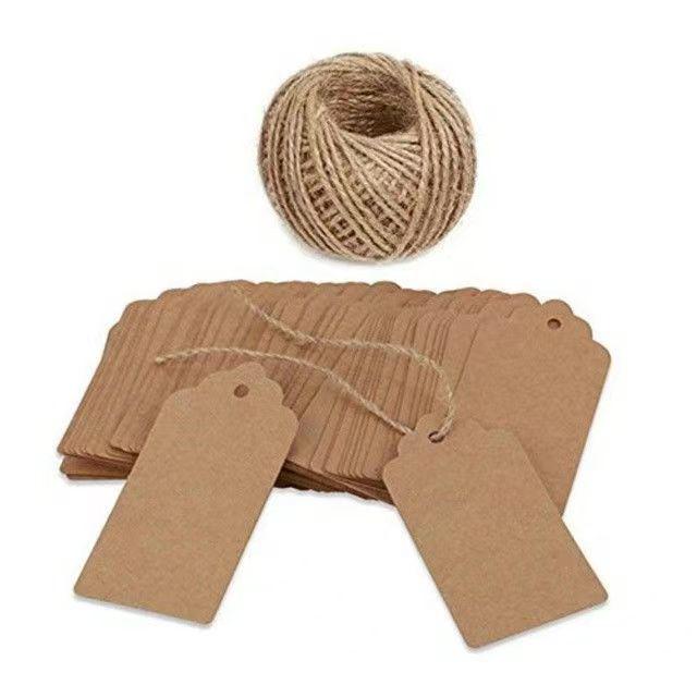 Geschenkanhänger: 100er-Pack Kraftbraun, Weiß & Schwarz 'Danke'-Etiketten für Partys & Hochzeiten