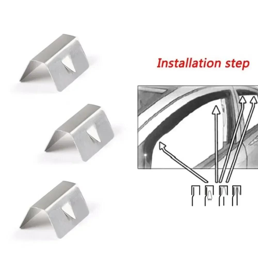 12 Pezzi Deflettori Vento Pioggia Canalina Clip Clip Sopracciglio Vento/Pioggia Acciaio Inossidabile Deflettori Finestrino Auto per Heko G3 SNED