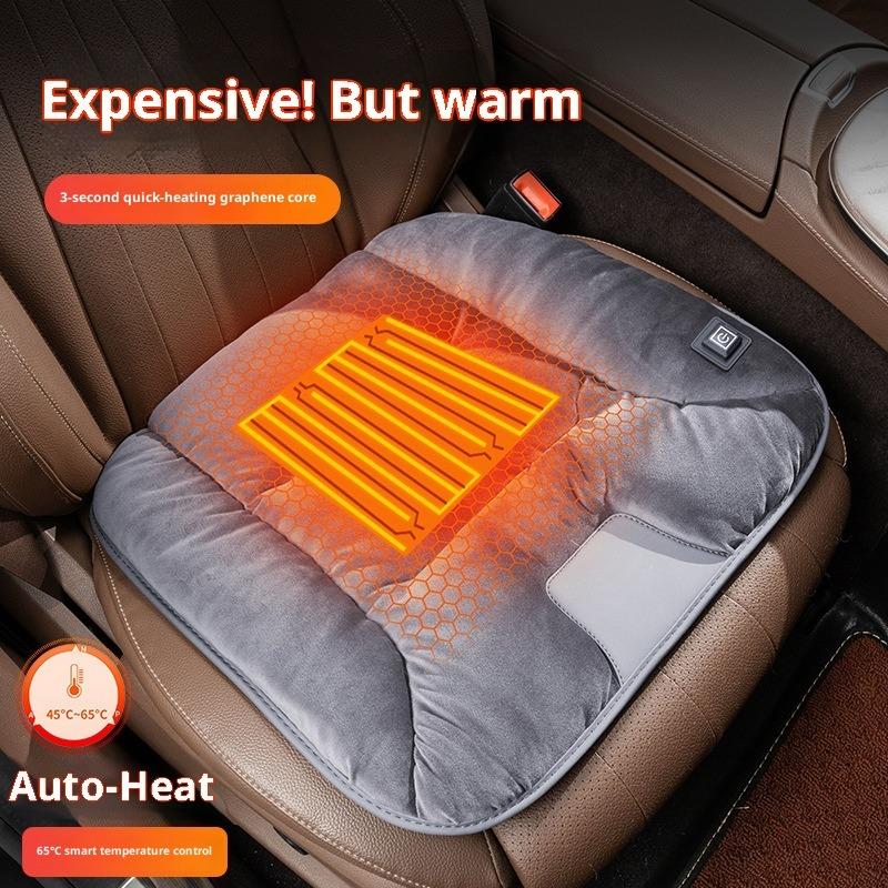 Graphene Car Heating Seat Cushion Winter Plush Car Seat Cushion Office Warm Seat Electric Heating Car Decoration