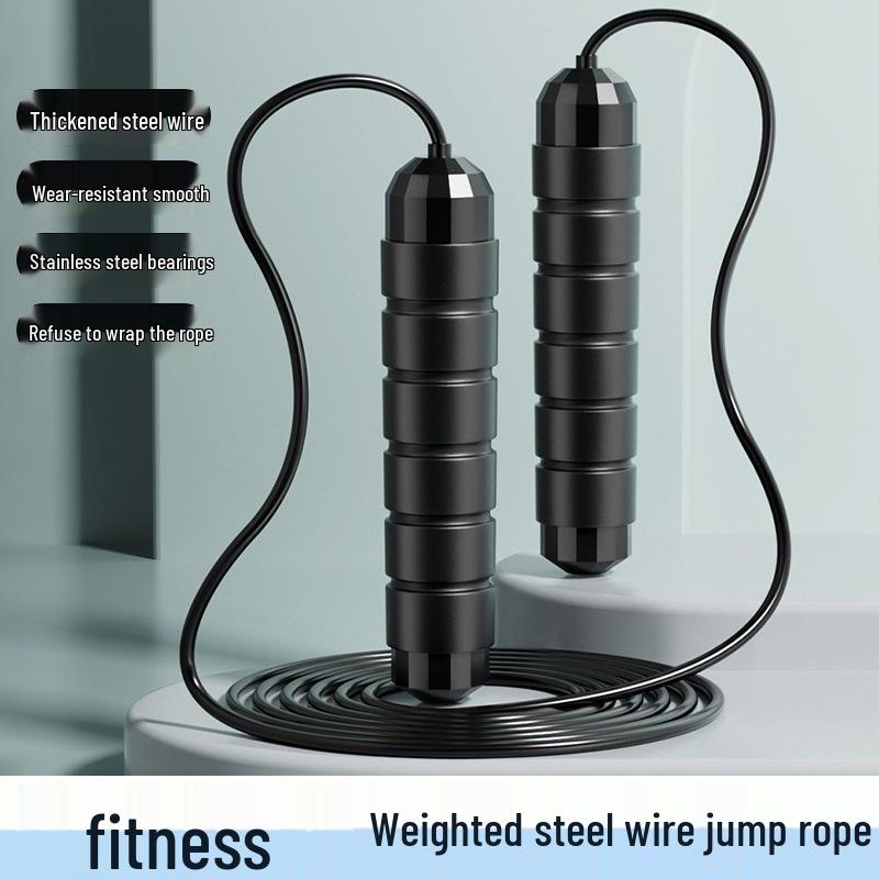 Adjustable Weighted Steel Jump Rope for Adult Fitness with Bearings