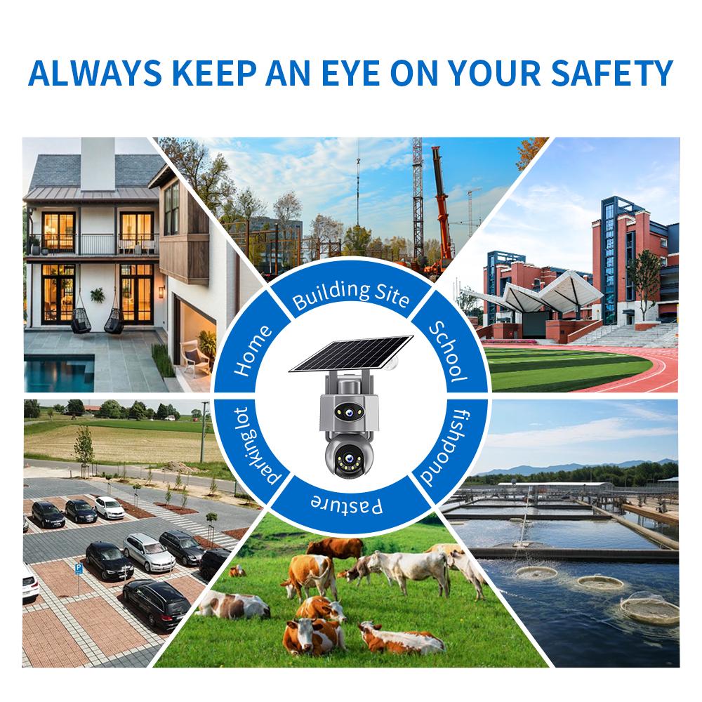 4G/WiFi Solar IP Camera with Dual Lens – PTZ, 8MP, 10X Zoom, Outdoor Surveillance System with Built‑in Battery